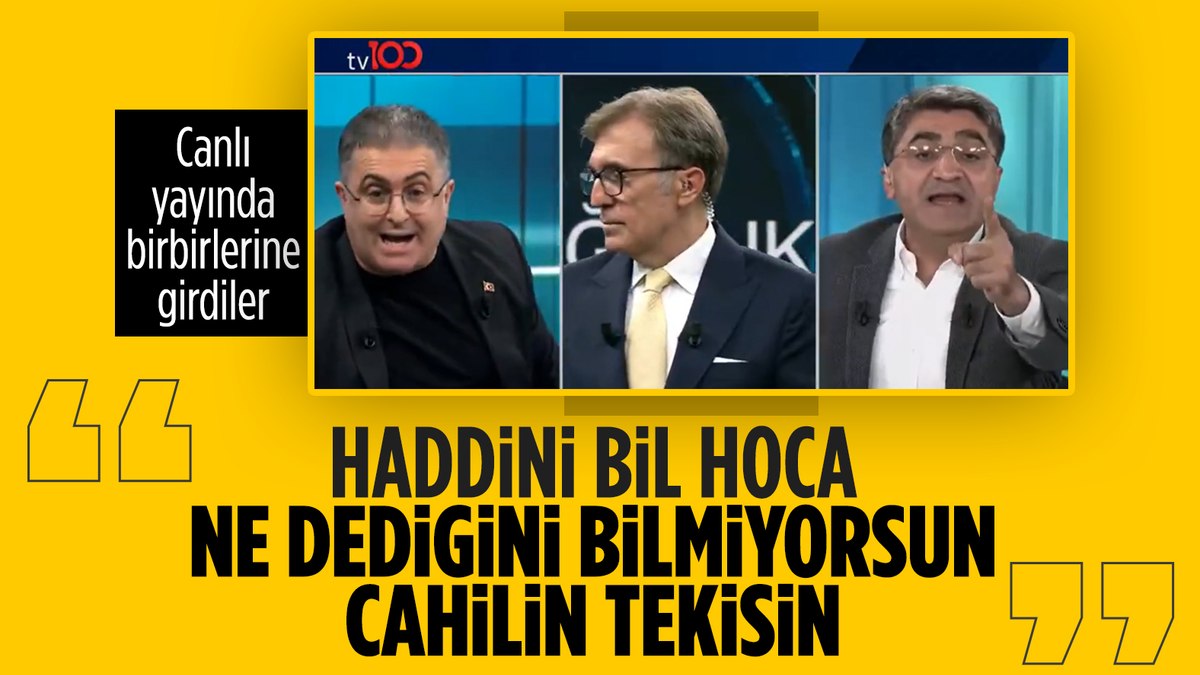Tv100 canlı yayınında konuklar birbirine girdi